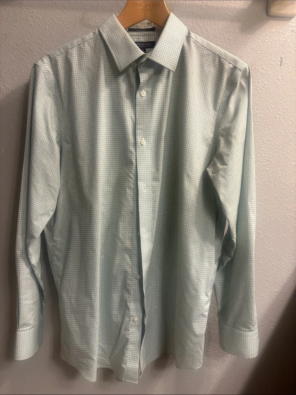 Banana Republic Mint Green Micro-Check Dress Shirt